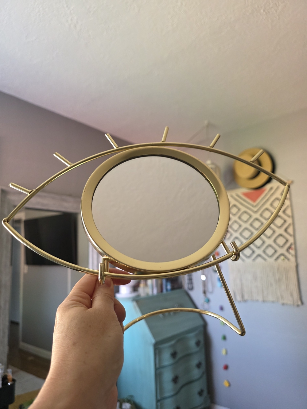 Gold Eye-Shaped Tabletop Mirror - Decorative Home Table Decor
